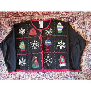 Vintage NUTCRACKER Women’s Christmas Sweater Black Size MEDIUM beaded Sequins